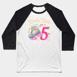 Roller Skate Groovy 5th Birthday Girls B-day Gift For Kids Girls toddlers Baseball T-Shirt